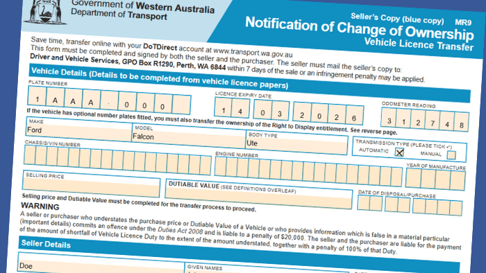 What paperwork do I need to sell my car in WA